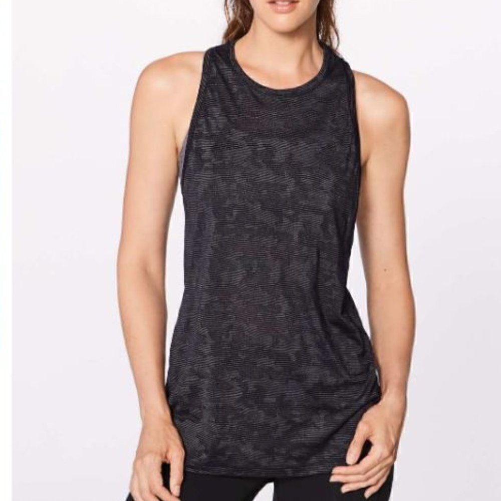 LULULEMON Miles Ahead Tank Black Camo Size 6 - See Measurements